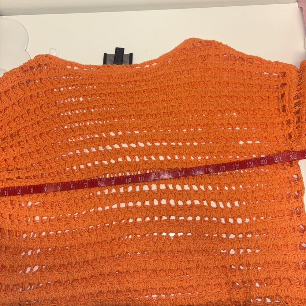 Day Trip Sweater Sz Sm Orange y2k Knit Crochet Ballon Sleeve Winter Fall Layerin - Picture 7 of 8